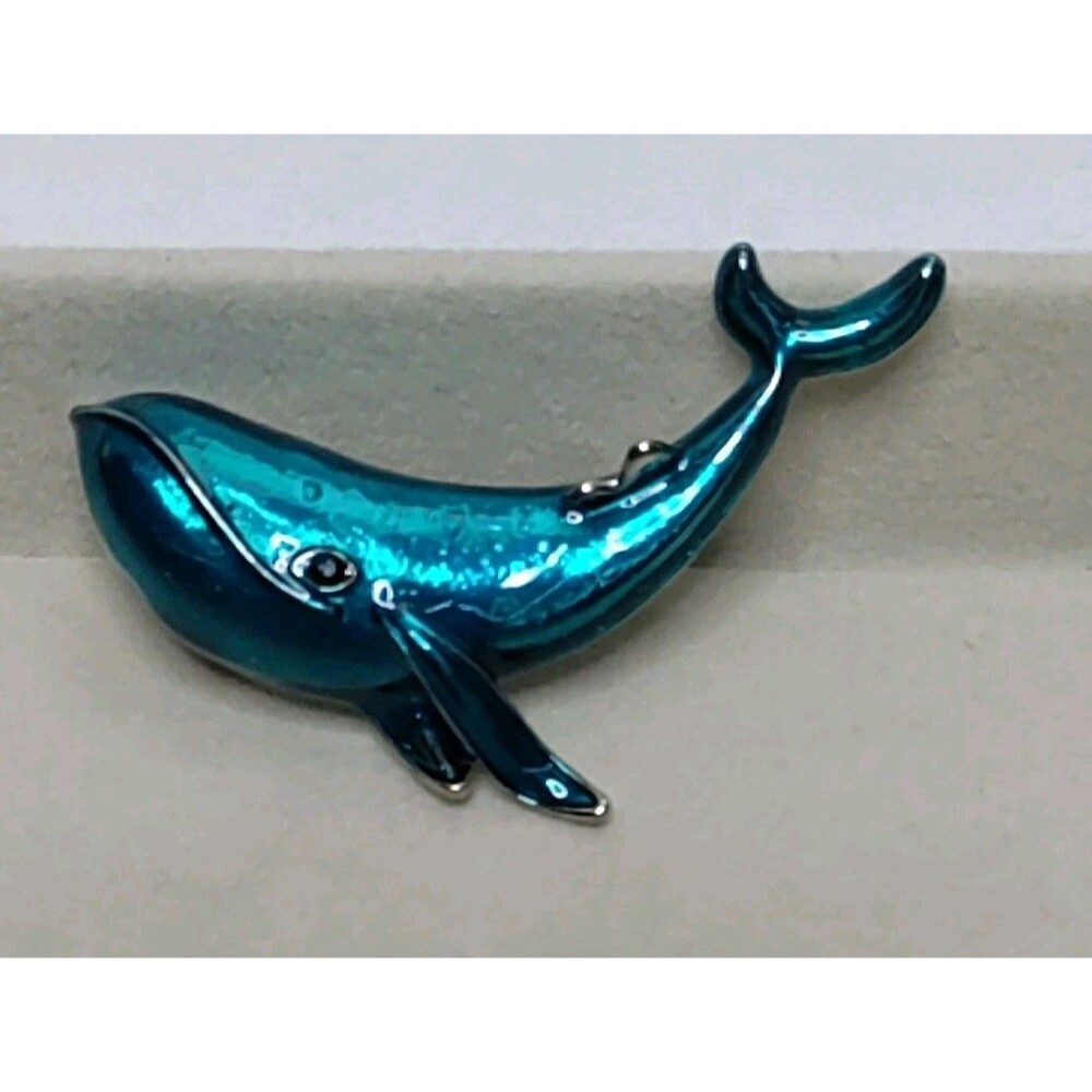 Blue Enamel Humpback Whale Brooch Pin